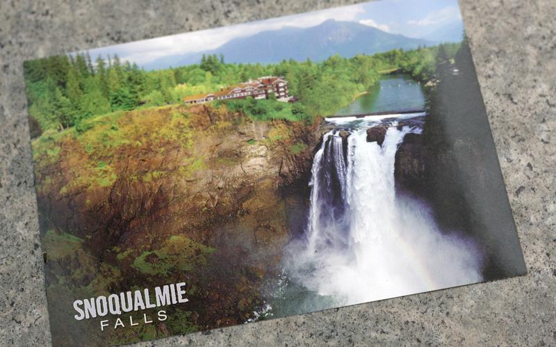 A postcard of Snoqualmie Falls, from the nearby gift shop