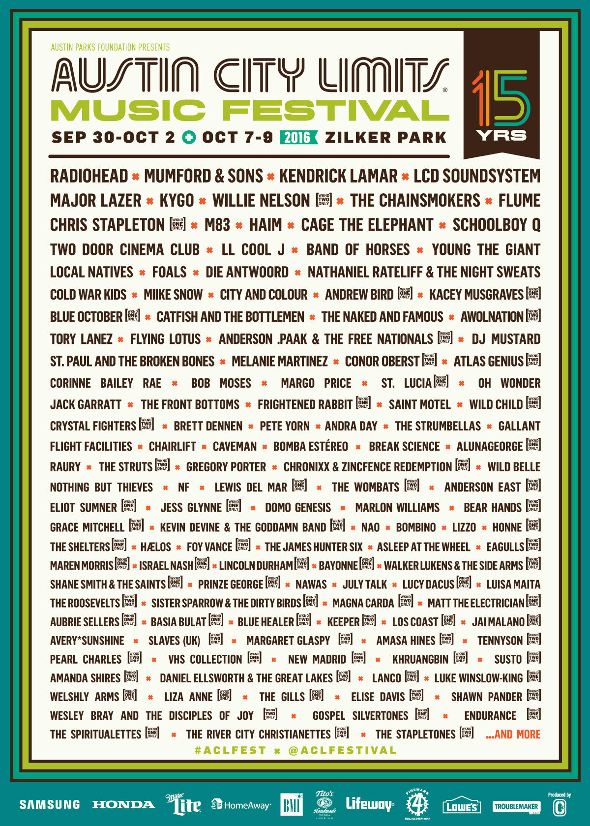 Austin City Limits Announces 2016 Lineup KUT