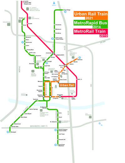 austin metro rail map Austin Urban Rail In 7 Maps Kut