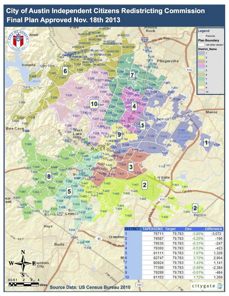 austin city council map Map Austin Redistricting Commission Oks Final Council Districts Kut austin city council map