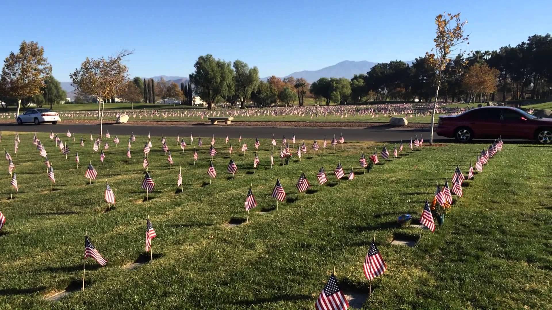 Volunteers Place Thousands of Flags At Riverside National Cemetery to