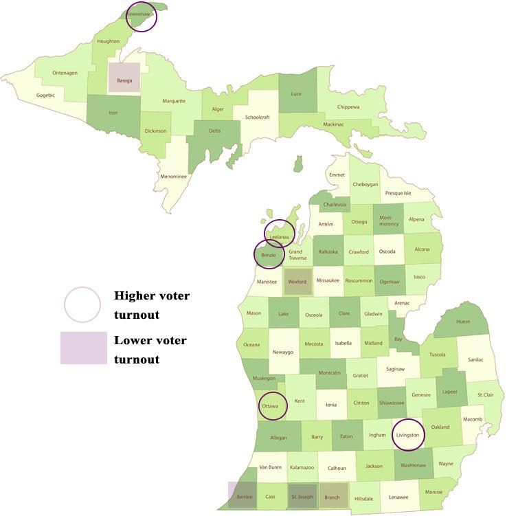 Top five counties in Michigan for voter turnout, and the bottom five ...