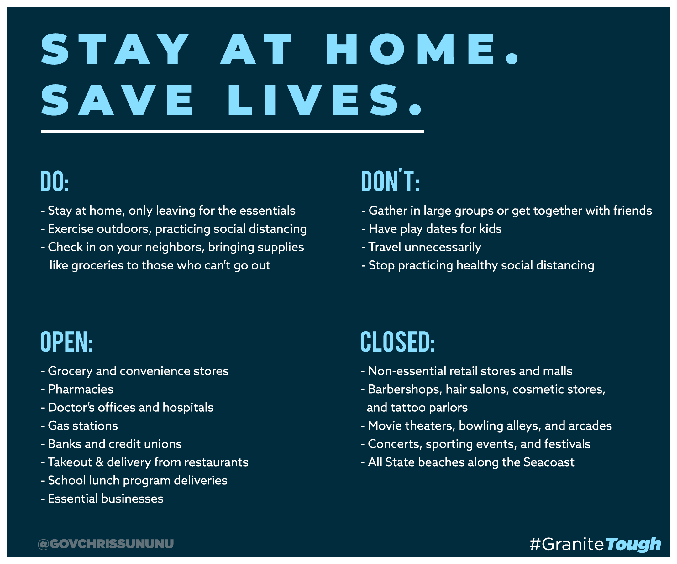 Stay at Home.  Save Lives.   Information on the Coronavirus (COVID-19)