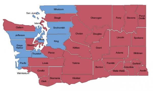 Eastern Washingtons Red Counties Overwhelmed By Blue Nw News Network 