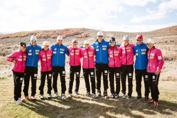 The 2014 U.S. Olympic Team has a Northwest flavor, including these Nordic skiers, Sadie Bjornsen (3rd from R), Erik Bjornsen (5th from R), Holly Brooks (5th from L) and Simi Hamilton (2nd from L).