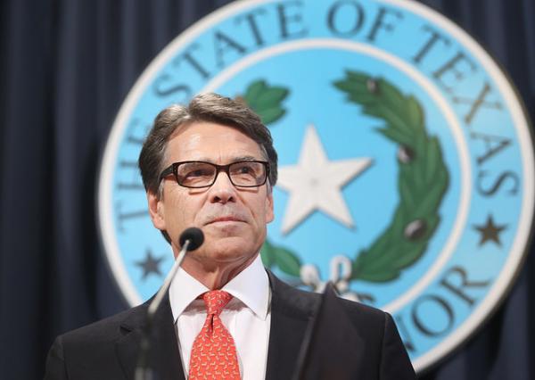 Governor Rick Perry at a press conference on August 16, 2014.