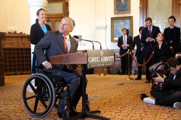 Texas Governor-elect Greg Abbott introduced his pick for secretary of state, Judge Carlos Cascos of Cameron County, at the Capitol on Nov. 11, 2014. 