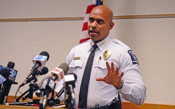 CMPD Chief Kerr Putney during Saturday's press conference.