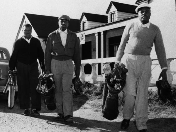 Three men are denied access to a golf course in Columbus, Ohio, in January 1956. Blacks were regularly denied access to golf courses.