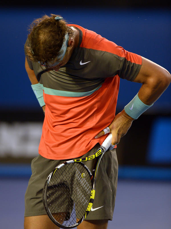 Nadal hurt his back and needed a medical timeout in the second set.