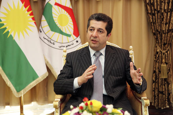Masrour Barzani, head of the Kurdish region's National Security Council, speaks in Erbil, in northern Iraq, last July. Barzani says that with U.S. air support, the Kurdish Peshmerga forces have pushed back the Islamic State in several areas. However, he says the Iraqi army will be needed to retake Mosul, the country's second-largest city.