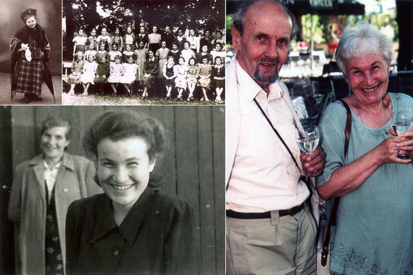 <strong>Ruth Hálová, a survivor of the Holocaust (clockwise):</strong> Ruth as a child dressed up for a play; Ruth's first grade class, taken in 1932; Ruth and husband Milan Hala in India in the 1990s; Ruth and her mother in (the then) Czechoslovakia after the war.