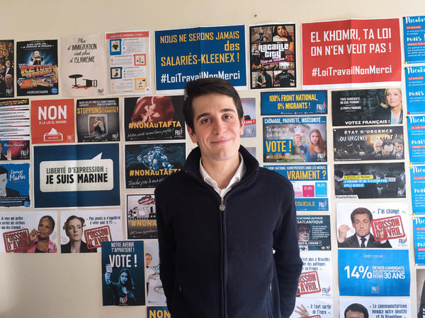 Gaëtan Dussausaye, 23, heads the 25,000 member strong youth faction of the National Front nationwide. He says candidate Marine Le Pen's personality plays a big role in the party's popularity among young people.