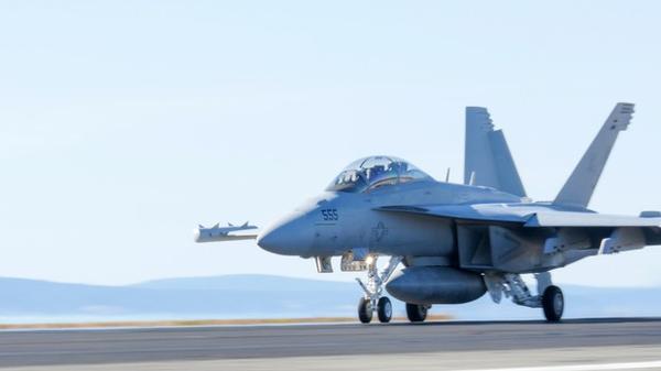 <p>An EA-18G Growler jet at Naval Air Station Whidbey Island in Washington.</p>