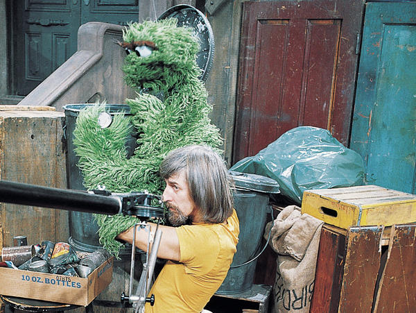 spinney with oscar the grouch on the set of  em>sesame street 