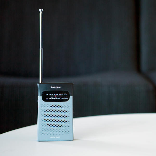 We finally found this simple, traditional radio at Radioshack — though they are also available, in abundance, online.