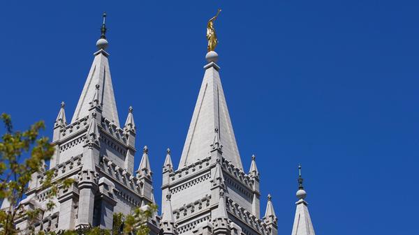 The spires of the Church of Jesus Christ of Latter-day Saints' historic Salt Lake Temple on April 2 in Salt Lake City, Utah.