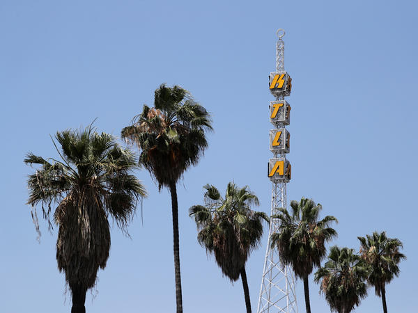 The tower of KTLA is seen in Los Angeles. It's one of 42 TV stations owned by Tribune Media around the U.S.