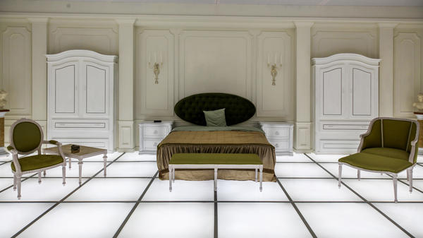<em>The Barmecide Feast</em>, by Simon Birch and KplusK associates (which was co-founded by Paul Kember), recreates the bedroom from the final scene of Stanley Kubrick's <em>2001: A Space Odyssey</em>.