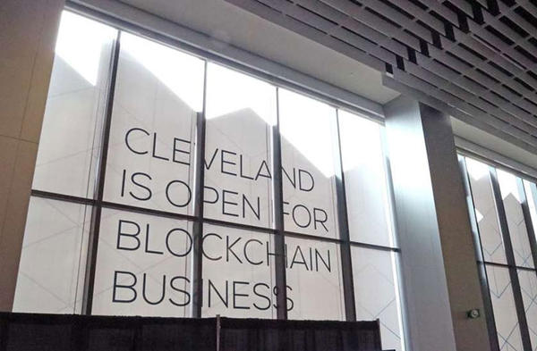 A window display at the Blockland Solutions Conference in Cleveland this past December. 