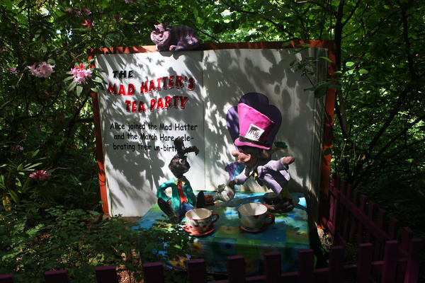 A scene from Storybook Lane features The Mad Hatter from <em>Alice's Adventures in Wonderland.</em>