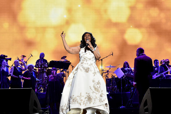 Franklin onstage at a gala performance on April 19, 2017, in New York City to celebrate the world premiere of <em>Clive Davis: The Soundtrack of Our Lives,</em> a documentary film about the record industry mogul who signed her to the Arista label.