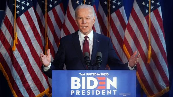 Former Vice President and Democratic presidential candidate Joe Biden delivers a foreign policy statement on Iran at Chelsea Piers in New York on Tuesday.