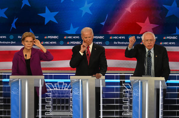 As Democratic presidential candidates prepare to debate again on Tuesday night, health care proposals are likely to come up, as they did during the November 20 debate. Presidential candidate Sen. Elizabeth Warren, D-Mass., (left) Former vice president Joe Biden and Sen. Bernie Sanders, I-Vt., (right) will be among the candidates debating.