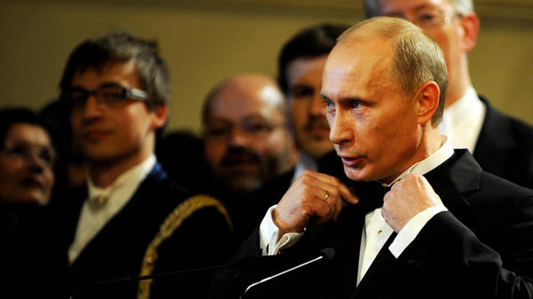 Russia's Vladimir Putin makes a speech in 2009 after receiving an award in Dresden, Germany, where he served as a KGB officer during the Cold War.