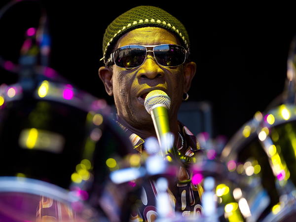 Drummer Tony Allen, performing at the Glastonbury Festival in England in 2010. Allen died Thursday at age 79.