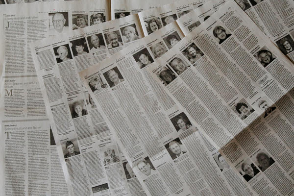 The April 19 edition of <em>The Boston Globe</em> had 16 pages of obituaries.