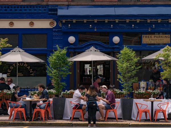 Restaurants in New Jersey, like this one in Hoboken, can open for outdoor dining. Indoor service was tentatively set to resume on July 2, but Gov. Phil Murphy announced it will be delayed indefinitely due to public health concerns.