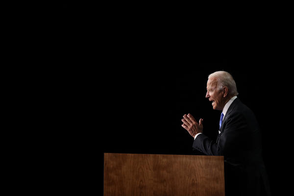 Democratic presidential nominee Joe Biden delivers his acceptance speech on the fourth night of the Democratic National Convention from the Chase Center in Wilmington, Del.
