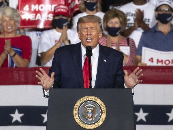 President Trump addresses a campaign rally Tuesday in Winston-Salem, N.C.