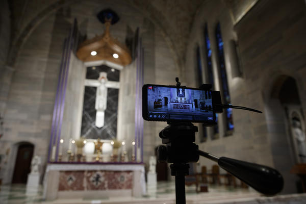 The Saint Ann Catholic Church in Washington, D.C., on Sunday night set up a livestream of a Eucharistic Adoration service on Sunday, March 29.