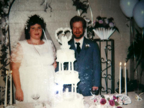Judy and Larry Pichon on their wedding day in 1986. Judy had a rare autoimmune disease and was unable to get an ICU bed in July because they were full, and she died. If it weren't for the pandemic, Larry believes his wife would be alive.