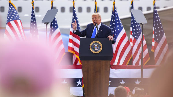 President Trump speaks at a campaign rally at the Pitt-Greenville Airport in Greenville, N.C., on Thursday.