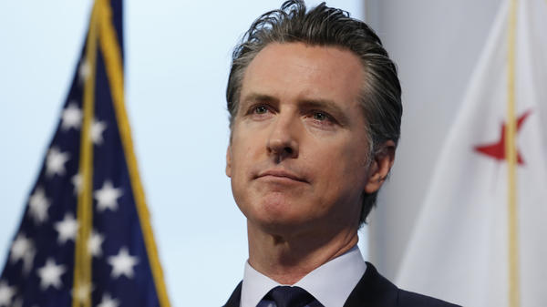 Gov. Gavin Newsom, pictured on Monday, says California has reduced a backlog of testing. The state is asking for contributions of medical supplies with a new website.