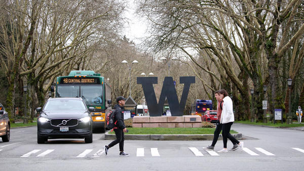 The Seattle campus of the University of Washington, pictured in March, is seeing a growing outbreak of COVID-19 cases among fraternity house residents this summer.