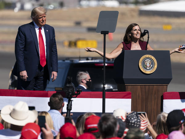 President Trump campaigned with Sen. Martha McSally, R-Ariz., in Prescott, Ariz., this month. McSally is a top target of Senate Democrats, who are hoping to flip her seat blue on Election Day.
