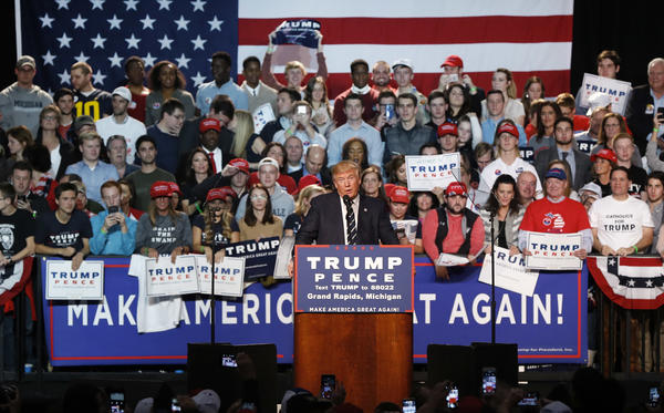 Donald Trump campaigns in Grand Rapids early on Election Day 2016, the final rally of the campaign. Trump may finish out his 2020 campaign in Grand Rapids on Monday night.