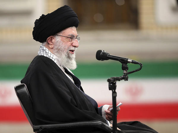 Ayatollah Ali Khamenei, Iran's supreme leader, speaks during a meeting with military commanders in Tehran on Sunday.