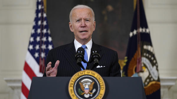 President Biden speaks at the White House about efforts to combat COVID-19 on Tuesday.