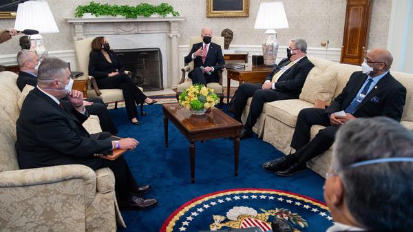 President Biden and Vice President Harris invited 10 labor leaders into the Oval Office in mid-February. Biden has pledged to be the most labor-friendly president ever.