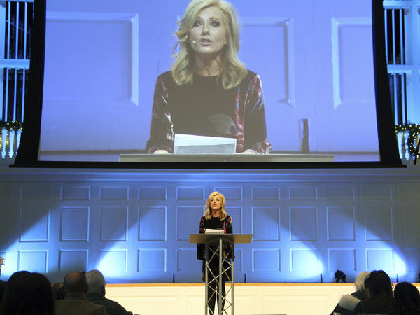 "I am still a Baptist, but I can no longer identify with Southern Baptists," said Beth Moore, a prominent evangelical teacher and author, last week. Moore is seen here in 2018.