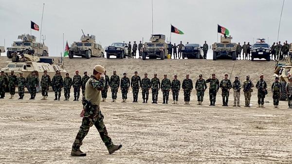 Gen. Sami Sadat salutes Afghani troops in April 2021. <em>"</em>The Afghan military is one of the more advanced militaries that learned from the best, from the U.S. forces," he tells NPR's <em>All Things Considered</em>. "To be honest, for the past one year, the Afghan forces have held their ground pretty good, I'd say."