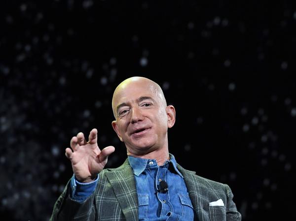 Amazon founder and CEO Jeff Bezos announced he'll be on board a spaceflight next month in a capsule attached to a rocket made by his space exploration company Blue Origin. Bezos is seen here in 2019.