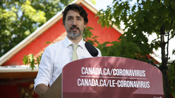 Canadian Prime Minister Justin Trudeau addresses a news conference last month in Chelsea, Quebec.