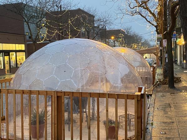 The popular Seattle restaurant San Fermo allows only two people inside each of its enclosed dining igloos at a time — to reduce the risk that people from different households will dine together.