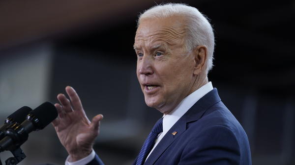 President Biden delivers a speech Wednesday unveiling his infrastructure proposal at a carpenter's training center in Pittsburgh.